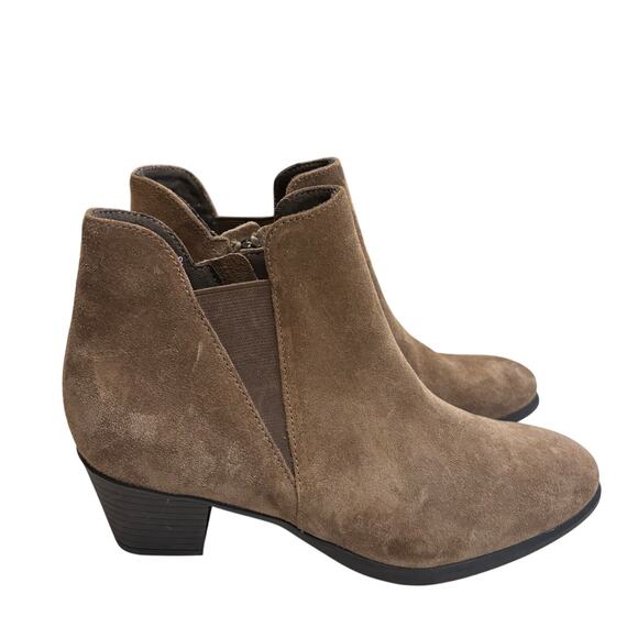Munro Jackson Suede Ankle Boots Women's Size 6M Brown Sesame Leather Shoes - Picture 1 of 9